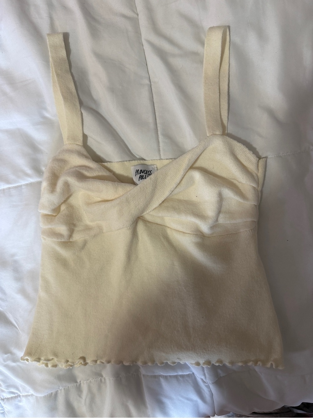 Princess Polly Soft Cream Ribbed Sweetheart Cami